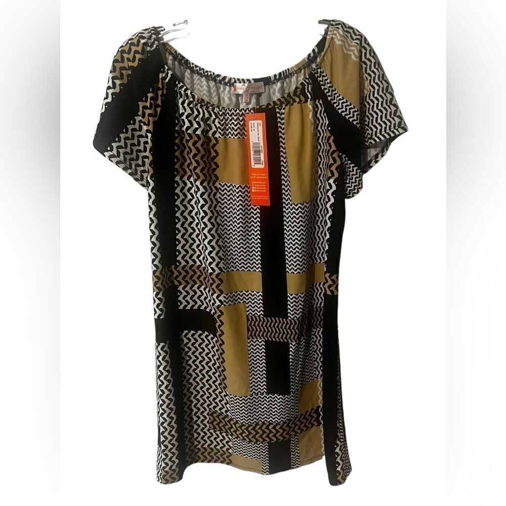 Jude Connally “Joy” Off the Shoulder Dress Geometric Pattern Size M NWT.